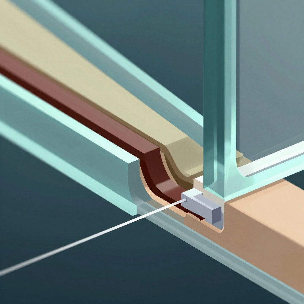 Close-up van hr-glas hoogrendementsglas beglazing met zichtbare speciale coating en gasgevulde spouw