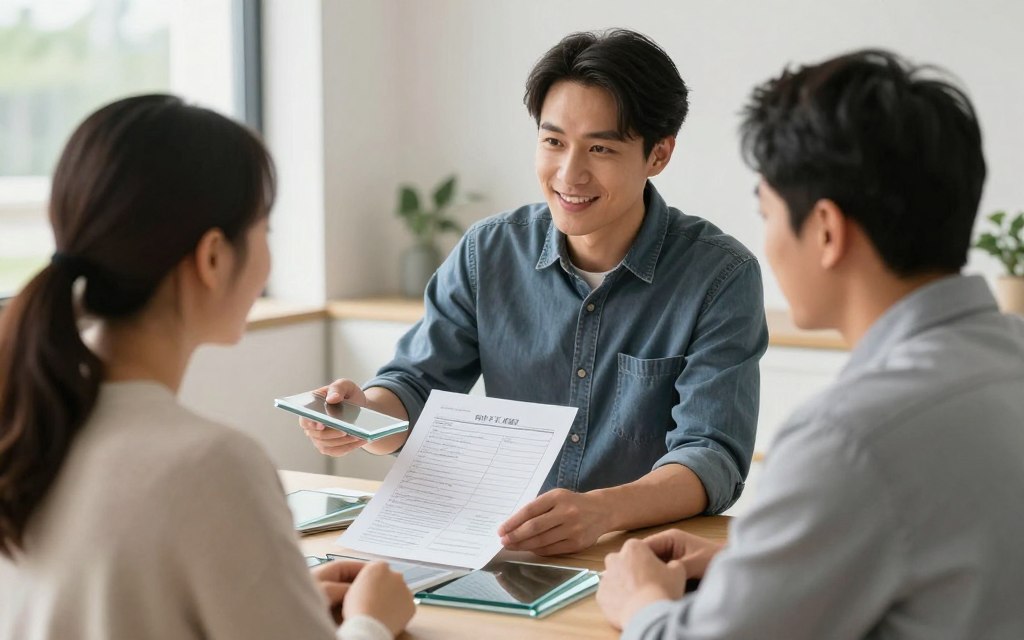 Professionele glaszetter toont klant verschillende glasopties en legt renovatiemogelijkheden uit